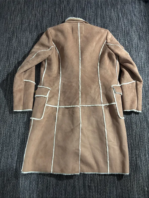 Ruff Hewn Faux Suede Fur Long Coat Penny Lane Beige Women's Size Large - Image 2