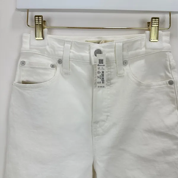Madewell The Perfect Vintage Jean Tile White High Rise Classic Raw Hem US 23 NWT - Image 10
