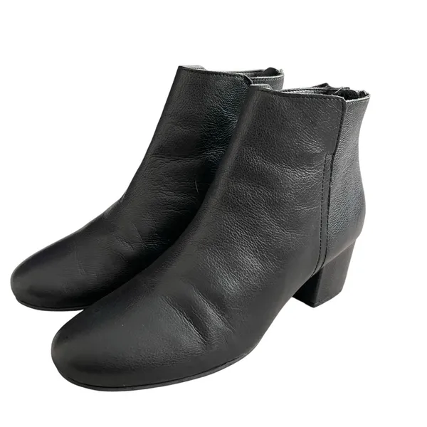 Steve Madden Ilana Ankle Leather Booties Women’s Size 8.5 Black Block Heel - Image 3