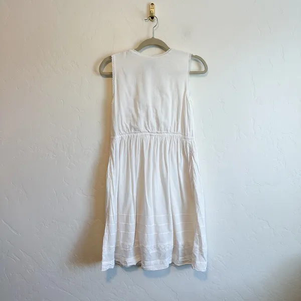 Reformation | Lonnie Embroidered Lace Cotton Blend Midi Dress in White | Size 0 - Image 7