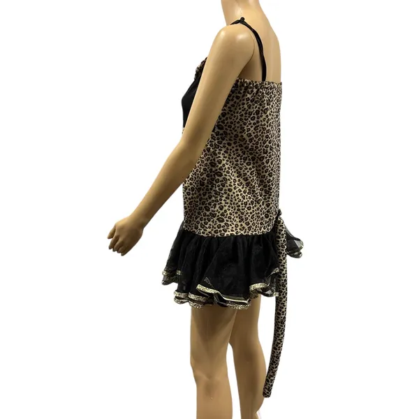 Leopard Print Mini Dress Detachable Tail Halloween Costume Cosplay Womens Medium - Image 3