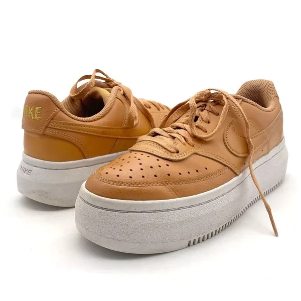 Nike Court Vision Alta Platform Sneakers Women’s Sz 8.5 Light Cognac Tan Leather - Image 3