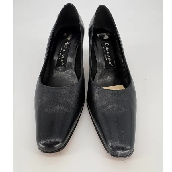 Vintage Etienne Aigner Pumps Womens 8.5 Black Leather Smart Kitten‎ Heel Spain - Image 4