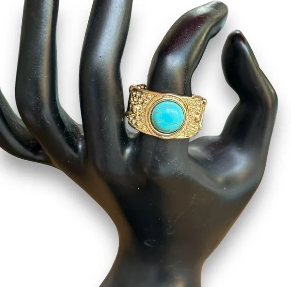 Turquoise gold stretch ring - Image 2