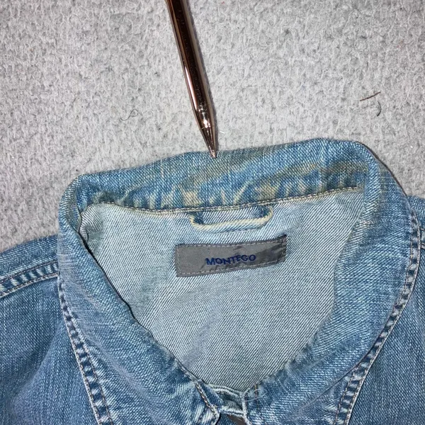 Vintage 90s Montego Denim Jacket Women L Cotton Trucker Blue Medium Wash EU - Image 4
