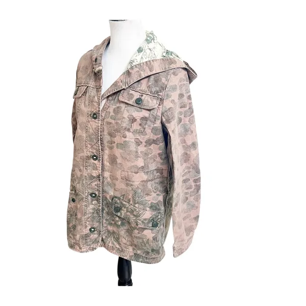 Anthropologie Hei Hei Jacket Womens Camo Multi Button Front Hooded Utility Large - Image 3