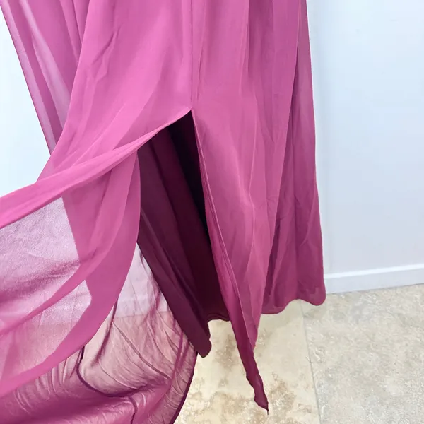 Lulus Lost in the Moment Burgundy Purple Chiffon Maxi Dress Formal 1XL NWT - Image 8