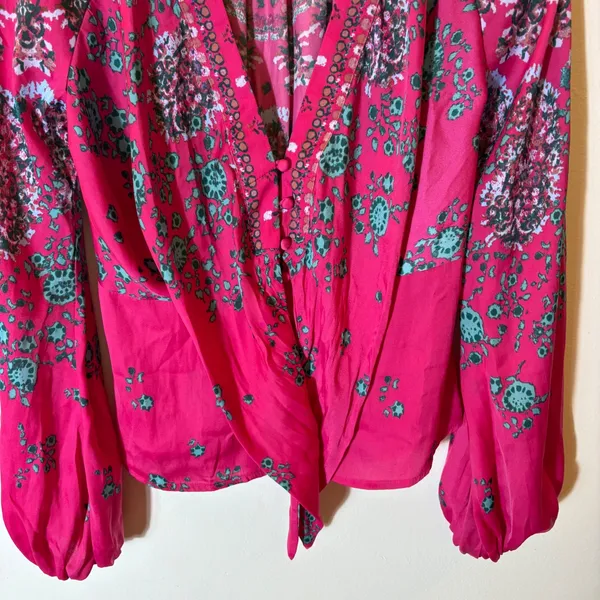 Free People Run Free‎ Blouse in Pink Combo Size XS - Image 4