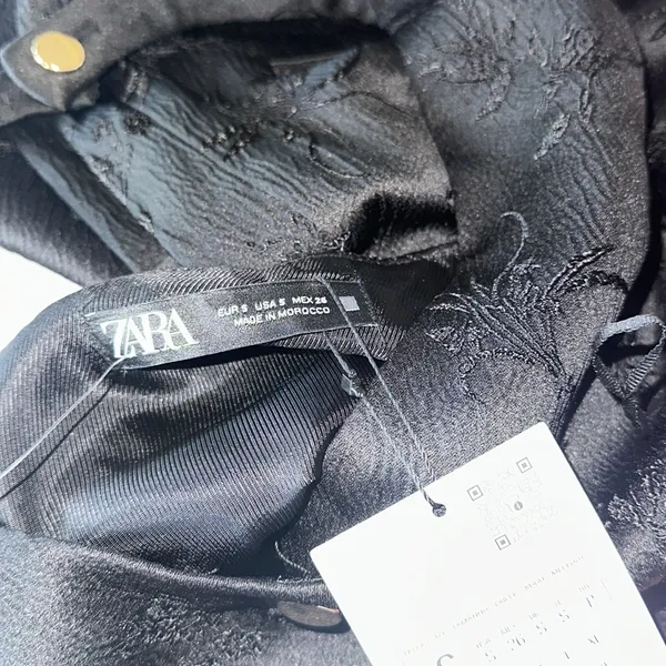 NWT Zara Black Viscose Jacquard Halter Vest Jumpsuit V-neckline Bloggers Fave - Image 10