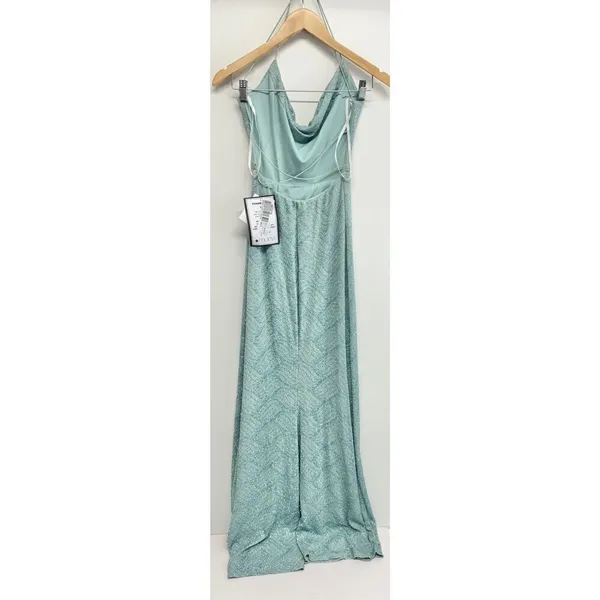 B Darlin Gown Size Small Green Mint Open‎ Back Side Slit Spaghetti Strap - Image 7