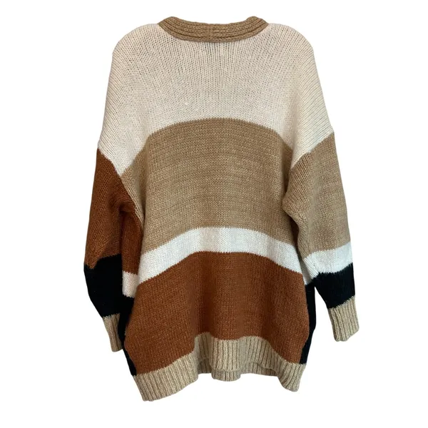 Lush Womens Multicolor Colorblock Knit Cardigan Sweater Button Front Relaxed Fit - Image 5