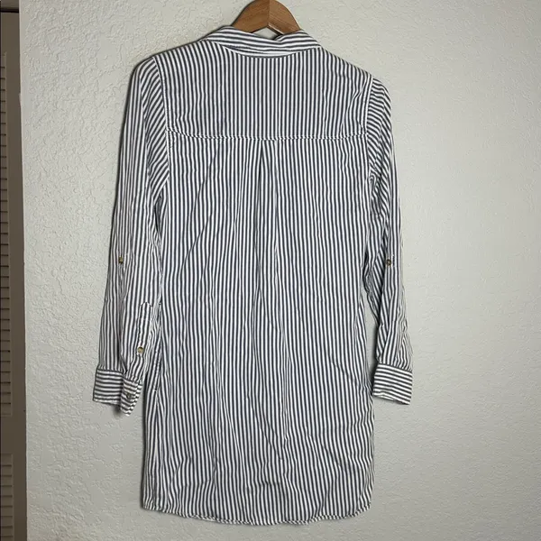 Abercrombie & Fitch Blue White Stripe Shirt Dress Pockets Preppy Beach Old Money - Image 6