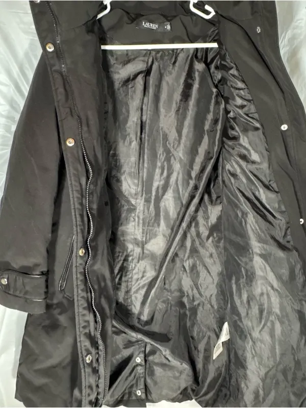 Lauren Ralph Lauren Women’s Coat Sz Med Black Down Filled Zip Up Winter‎ Preppy - Image 4