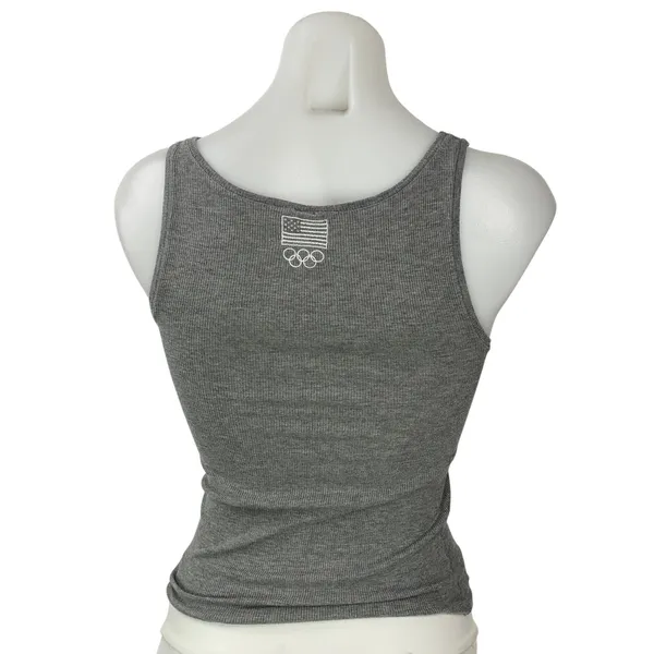SKIMS Team USA Women's Gray Sleeveless Graphic Print Ribbed Knit Tank Top Size M - Image 3