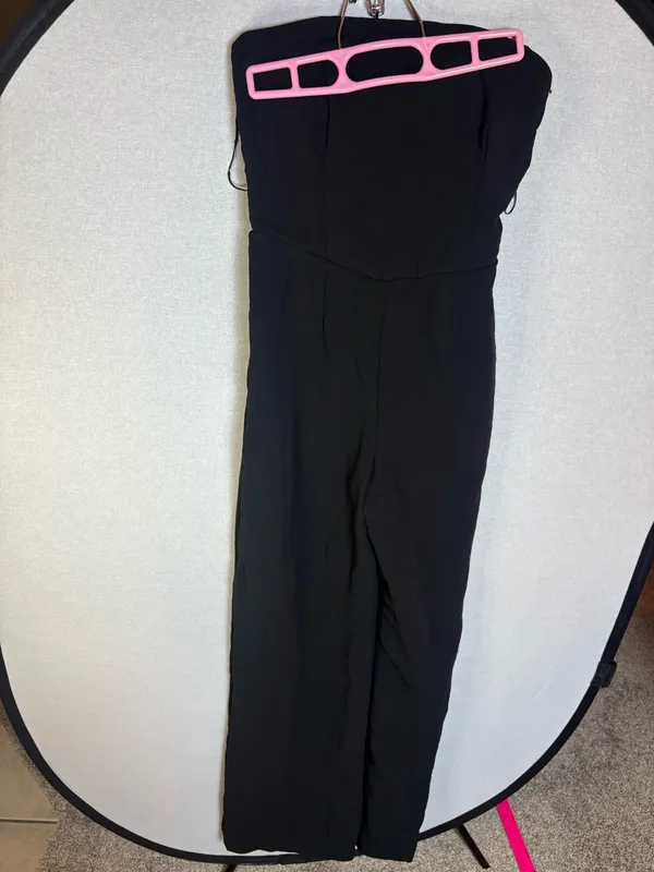 Abercrombie & Fitch Strapless Premium Crepe Jumpsuit Black XS - Image 3