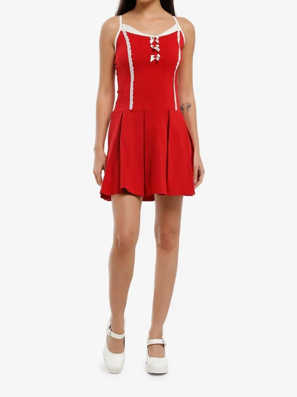 Sweet Society Red Lace-Trim Spaghetti Strap Mini Dress - Image 2