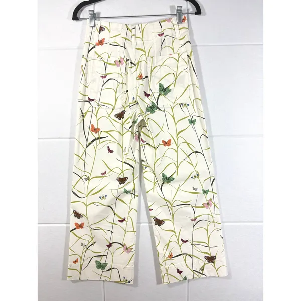 Anthropologie Maeve The Colette Butterfly Print Wide Leg Cropped Pants 25P - Image 9
