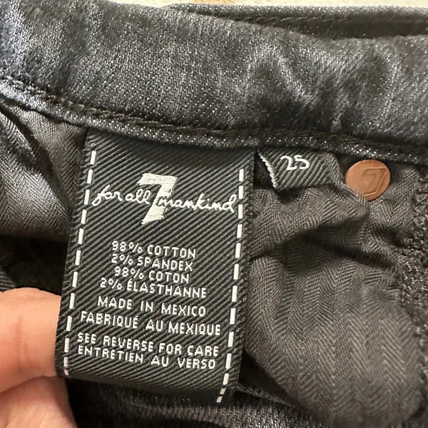 7 For All Mankind Josefina High Waist‎ Distressed Jeans Black Wash Size 25 - Image 11