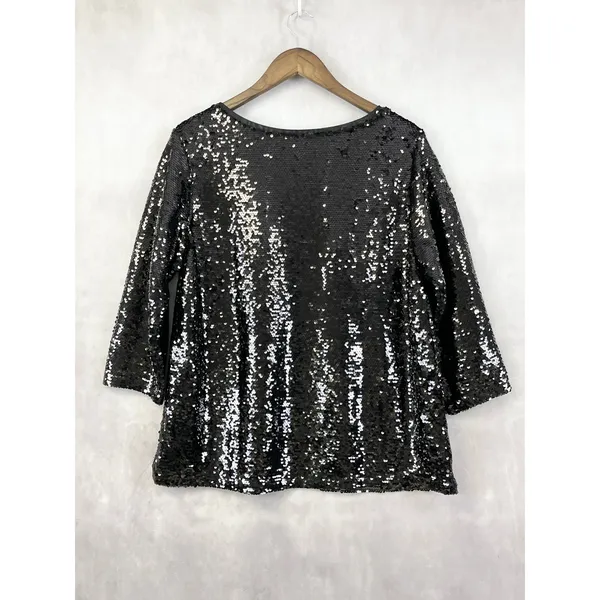 Stacy London Womens Sequin Top Large Disco‎ Party Glam Metallic Sparkle Showgirl - Image 4