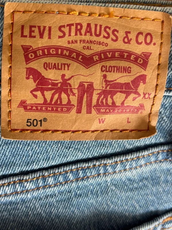 Levi’s 501 Jean Shorts Light Wash Denim Button Fly Distressed High Waist - Image 9