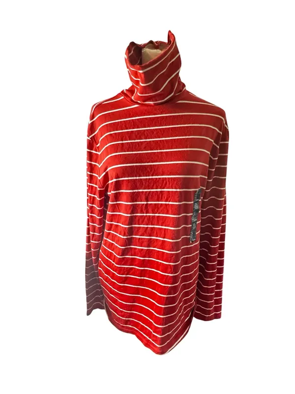 GAP Factory Red & White Striped Turtleneck Sweater - Image 4