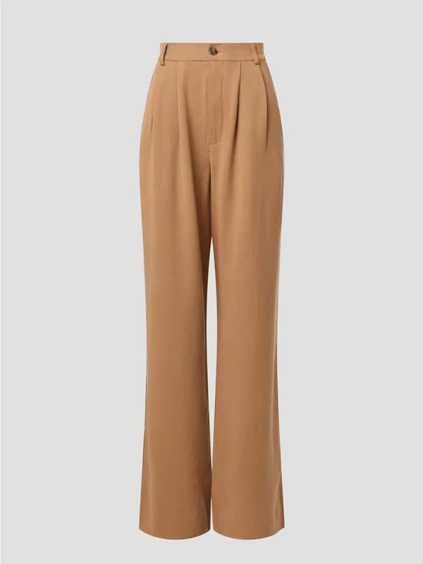 Reformation Mason‎ Pleated Brown Workwear Trousers Size 8 - Image 5