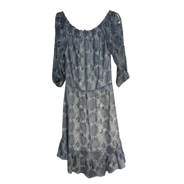 White House Black Market Off Shoulder Tiered‎ Ruffle Print Dress M - Image 4