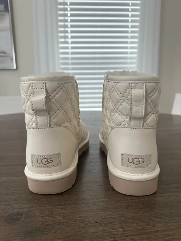 UGG Cream Quilted Plush-Lined Shearling Short Booties - Image 3