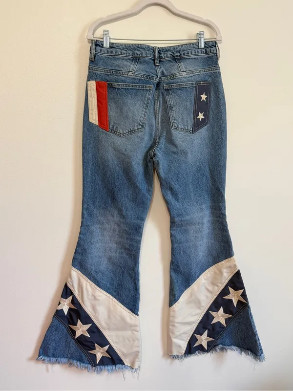 Free People Betsy USA Flare Jeans Flag RARE We the Free Size 30 Women’s NEW NWOT - Image 7