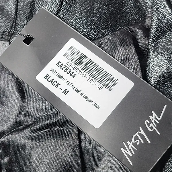 Nasty Gal Collection Black Faux Leather Longline Trench Coat Jacket Women's‎ M - Image 9