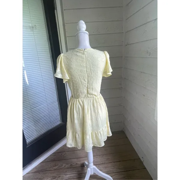 Show Me Your Mumu Merrit Cut Out Mini Dress Yellow Small Short sleeve Floral - Image 9