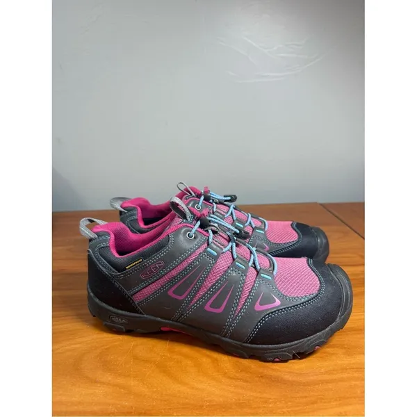 Keen Oakridge Gray Pink Waterproof Hiking Shoes Drawstring Bungee 1015187 Sz 6 - Image 3