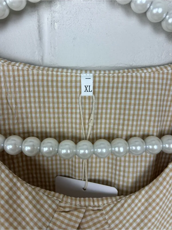 NWT Amazon Neutral Gingham Check Collared Dress Size XL - Image 6