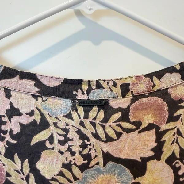 Billabong Boho Floral Maxi Dress Medium 3/4 Sleeve Cottagecore Peasant‎ Prairie - Image 5