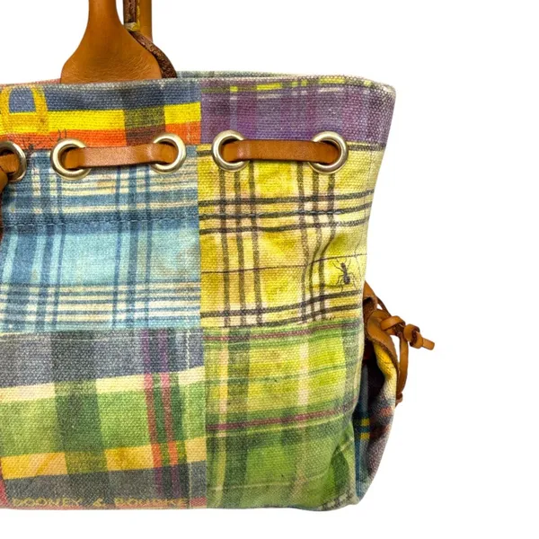 Dooney & Bourke Vintage Plaid Picnic Patchwork Ants Satchel Bag Purse Handbag - Image 8