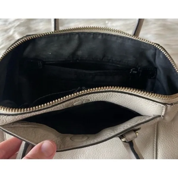 Rebecca‎ Minkoff Gray Pebbled Genuine Leather Satchel Handbag Silver Hardware - Image 5