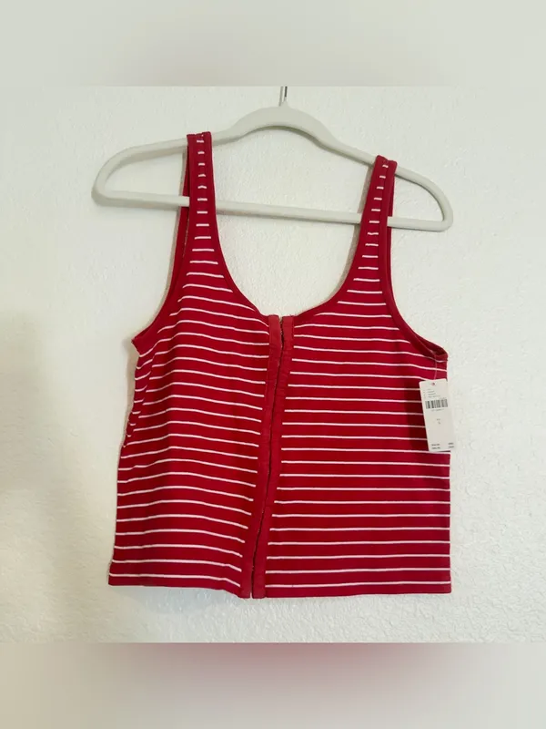 Pilcro Anthropologie Scoop Neck Striped Button Front Tank - Image 3