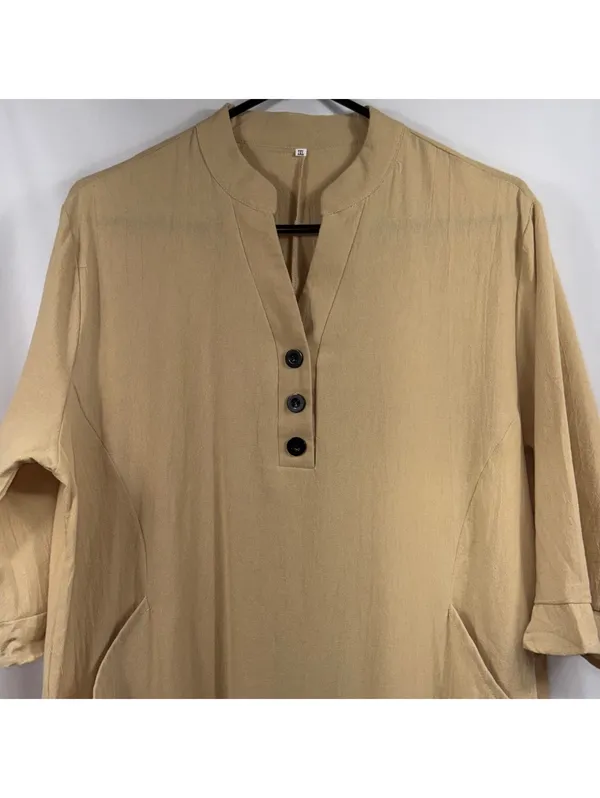 Women’s Beige Button Front Maxi Dress Size 2XL - Image 4