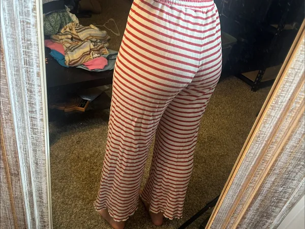 Beach Riot‎ Striped Wide-Leg Lounge Pants - Red and White - Image 2