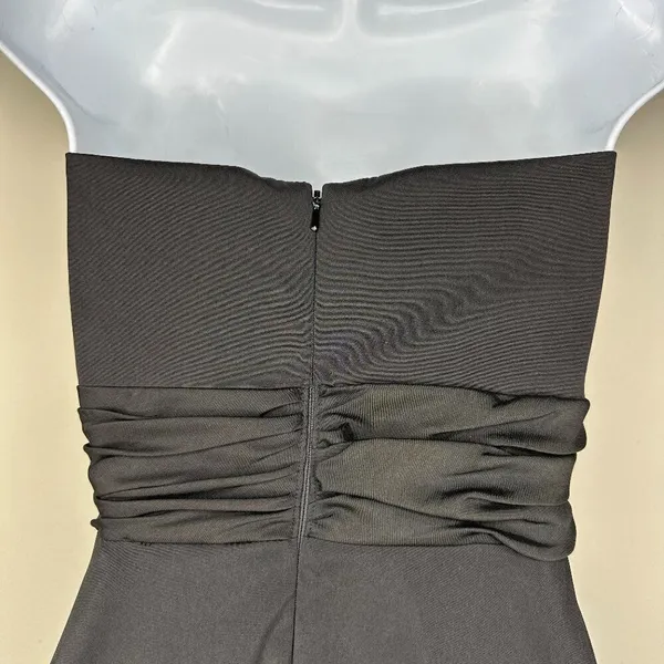 White House | Black Market Womens Strapless LBD Party Wedding Date Bubble Hem Mini Dress in Black 8 - Image 7