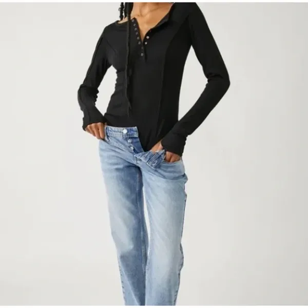 NWT Free People Sloane Bodysuit‎ in Black - Image 8