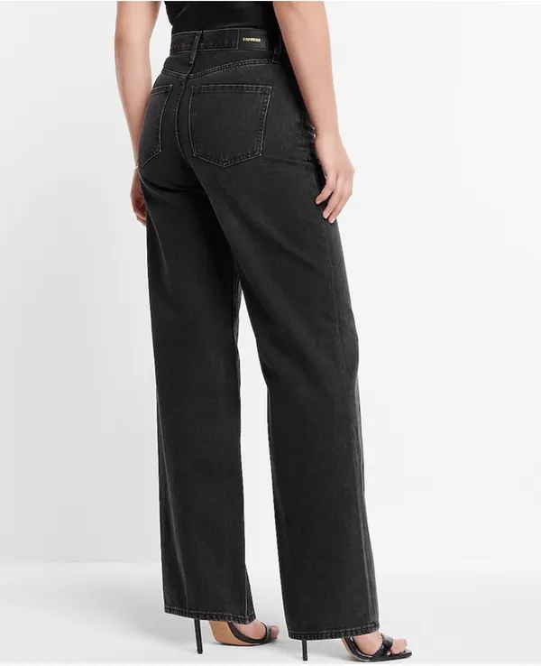 High Waisted Washed Black Wide Leg Jeans - Image 2