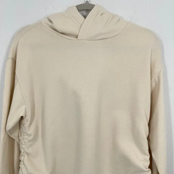 Aerie Women's‎ Size Small Cream Ruched Side Hoodie Sweatshirt Casual Loungewear - Image 4