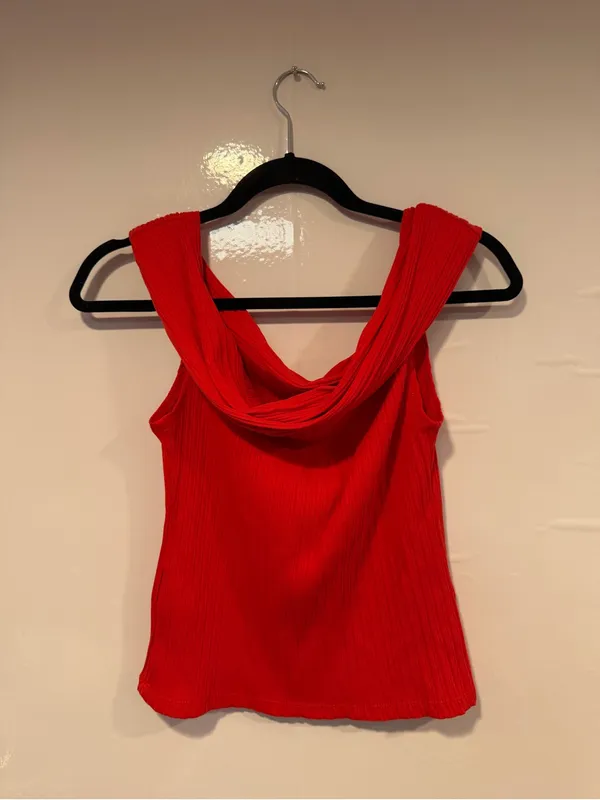 NWT Madewell Red Ribbed off the‎ shoulder Tank Top - Image 4