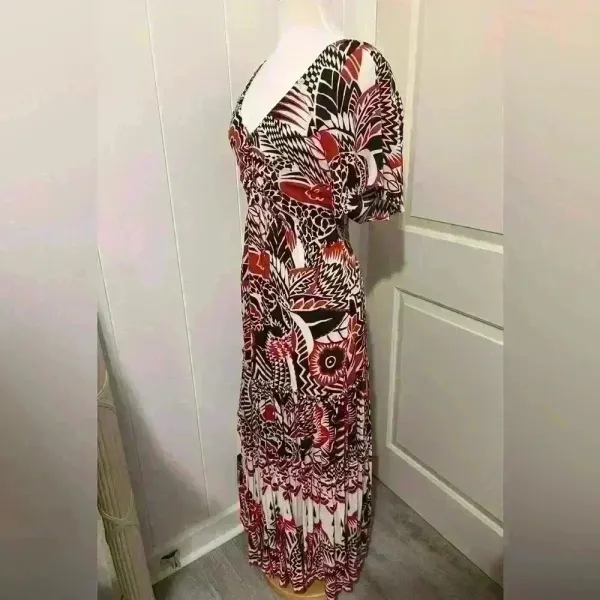 Anthropologie Maxi Tiered Dress Small Brown‎ Orange Bohemian Cutout Boho $180 - Image 7