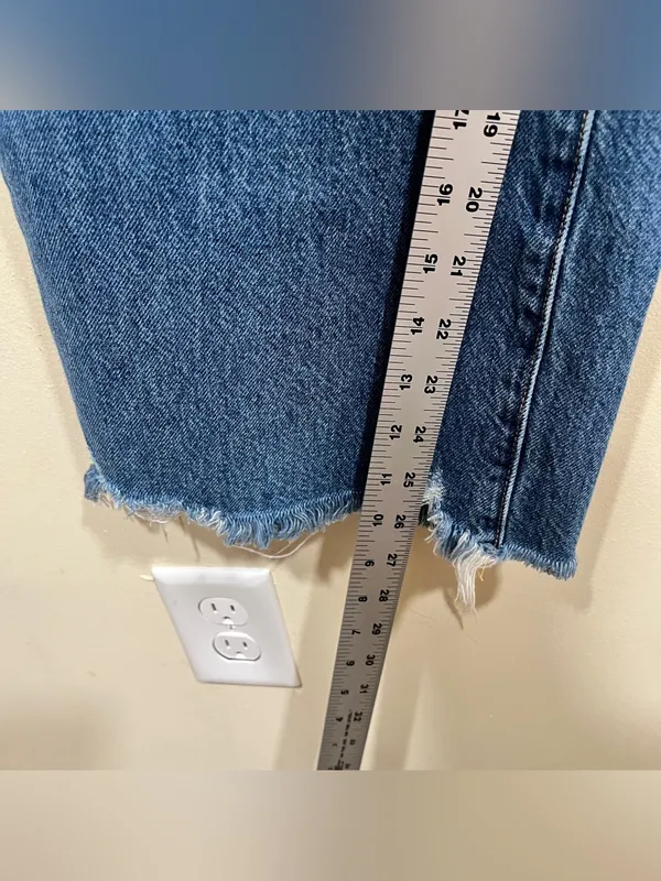 FRAME High N Tight Wide Leg Crop Distressed Hem Lomina Denim Jeans Women's 28 - Image 4