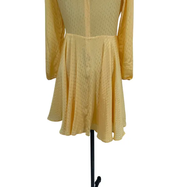 Maje Roseau Jacquard Skater Dress Long‎ Sleeve Yellow Size 40 US Large - Image 13
