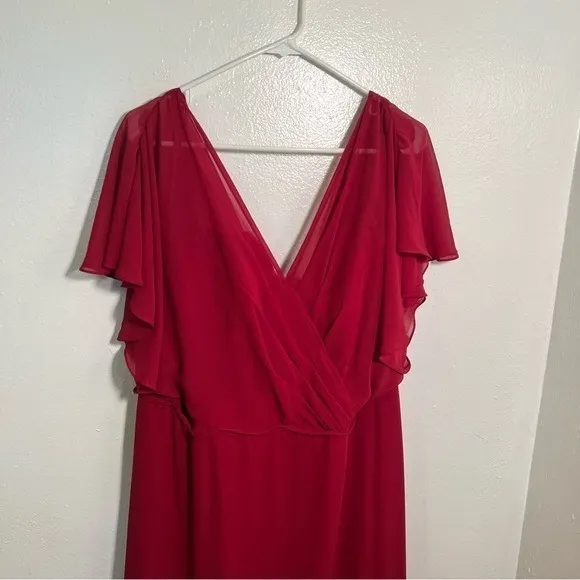 Morilee Women's Plus Size 22 Bridesmaid Dress 21667 Claret Red Short Flutter Slv - Image 3