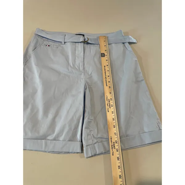 Tommy Hilfiger Shorts Light Blue Bermuda Cuffed with Belt Size 8 - Image 3