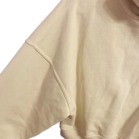 AGOLDE Balloon Sleeve Ribbed Turtleneck Sweatshirt Size S Off‎ White 100% Cotton - Image 4